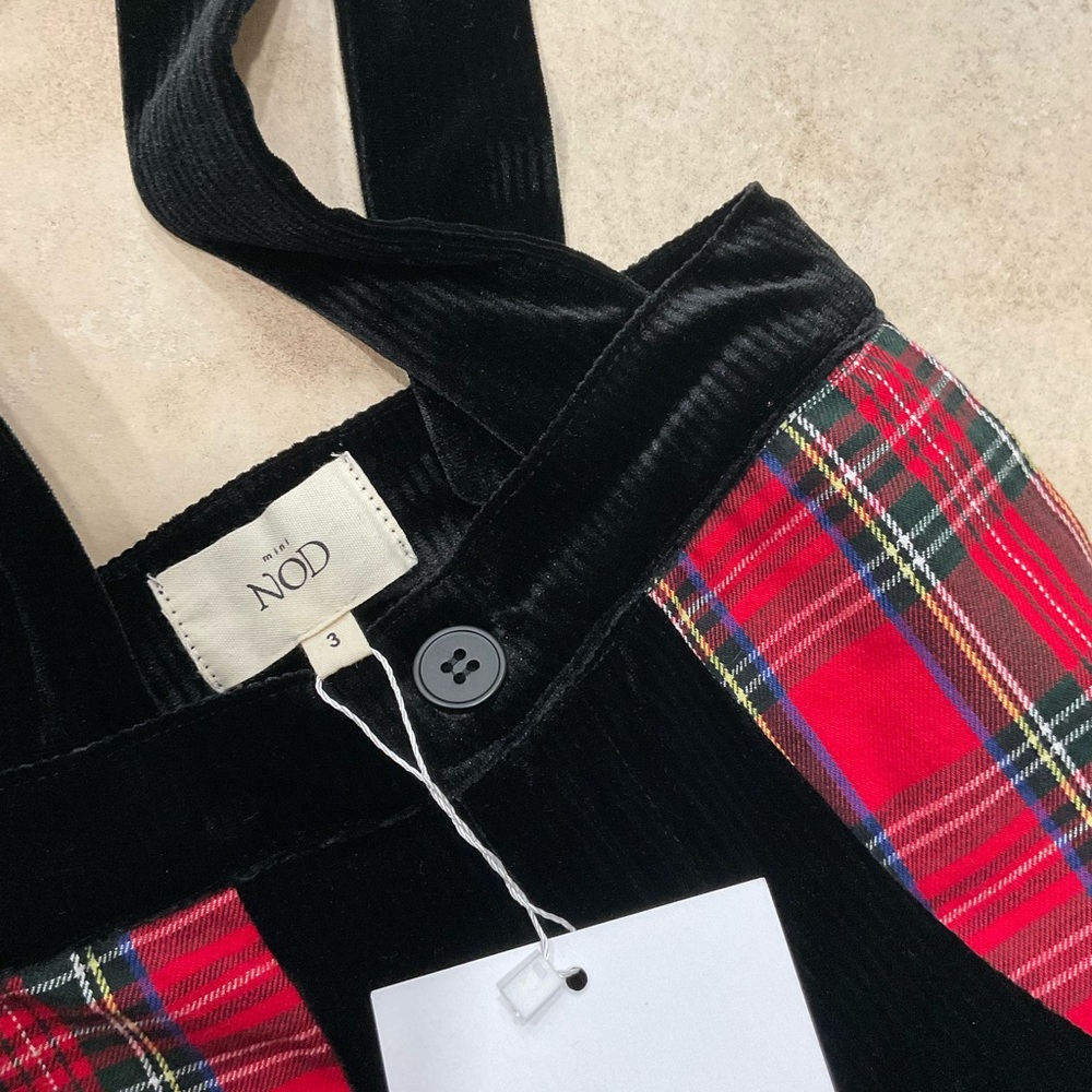 Mini nod Plaid Red and Black suspenders